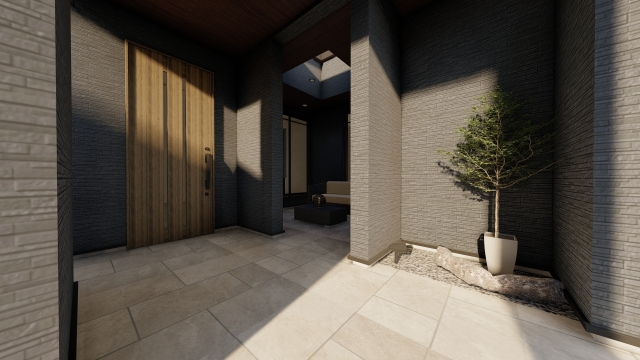建築パース 玄関